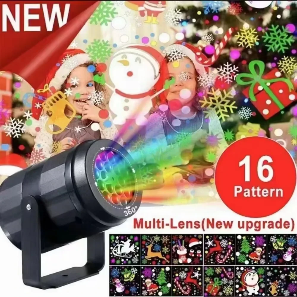 16 Patterns Projector LED Lights Christmas DJ Party LightsStage Light Indoor and Outdoor Decoration Laser Lamp Holiday Lighting (image for) 16 Patterns Projector LED Lights Christmas DJ Party LightsStage Light Indoor and Outdoor Decoration Laser Lamp Holiday Lighting